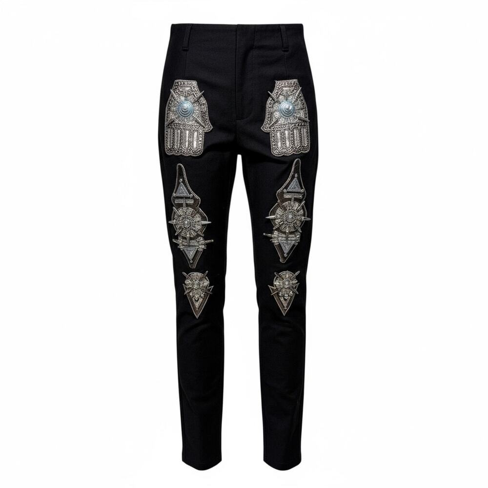 Spiked metal plate pant